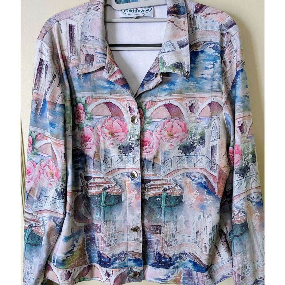 Vintage Patchington Italia Button Down Pastel Venice Themed Button Jacket